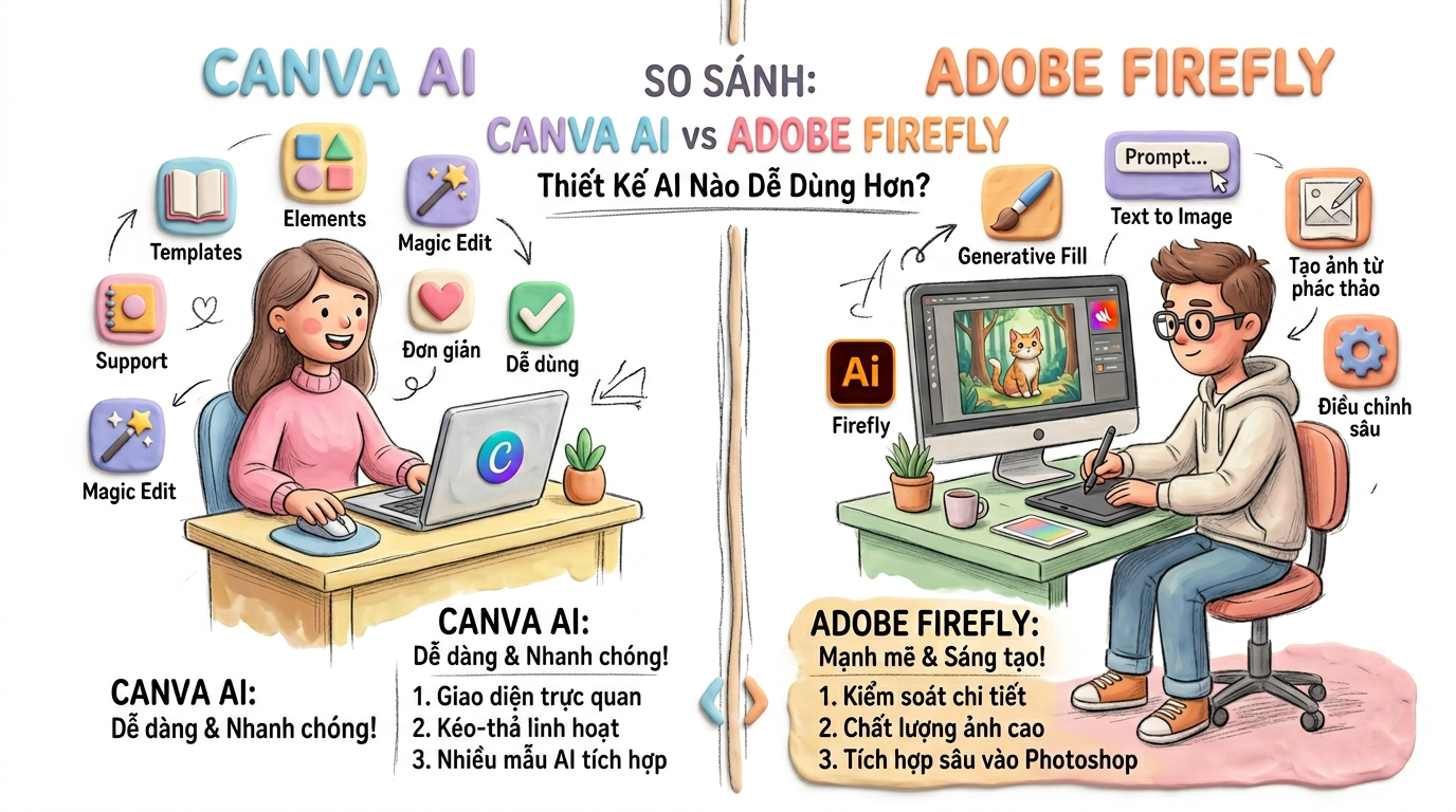Canva AI vs Adobe Firefly: Thiết Kế AI Nào Dễ Dùng Hơn?