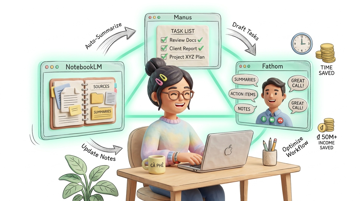 NotebookLM + Fathom + Manus: Bộ Ba AI Agent Miễn Phí Cho Freelancer