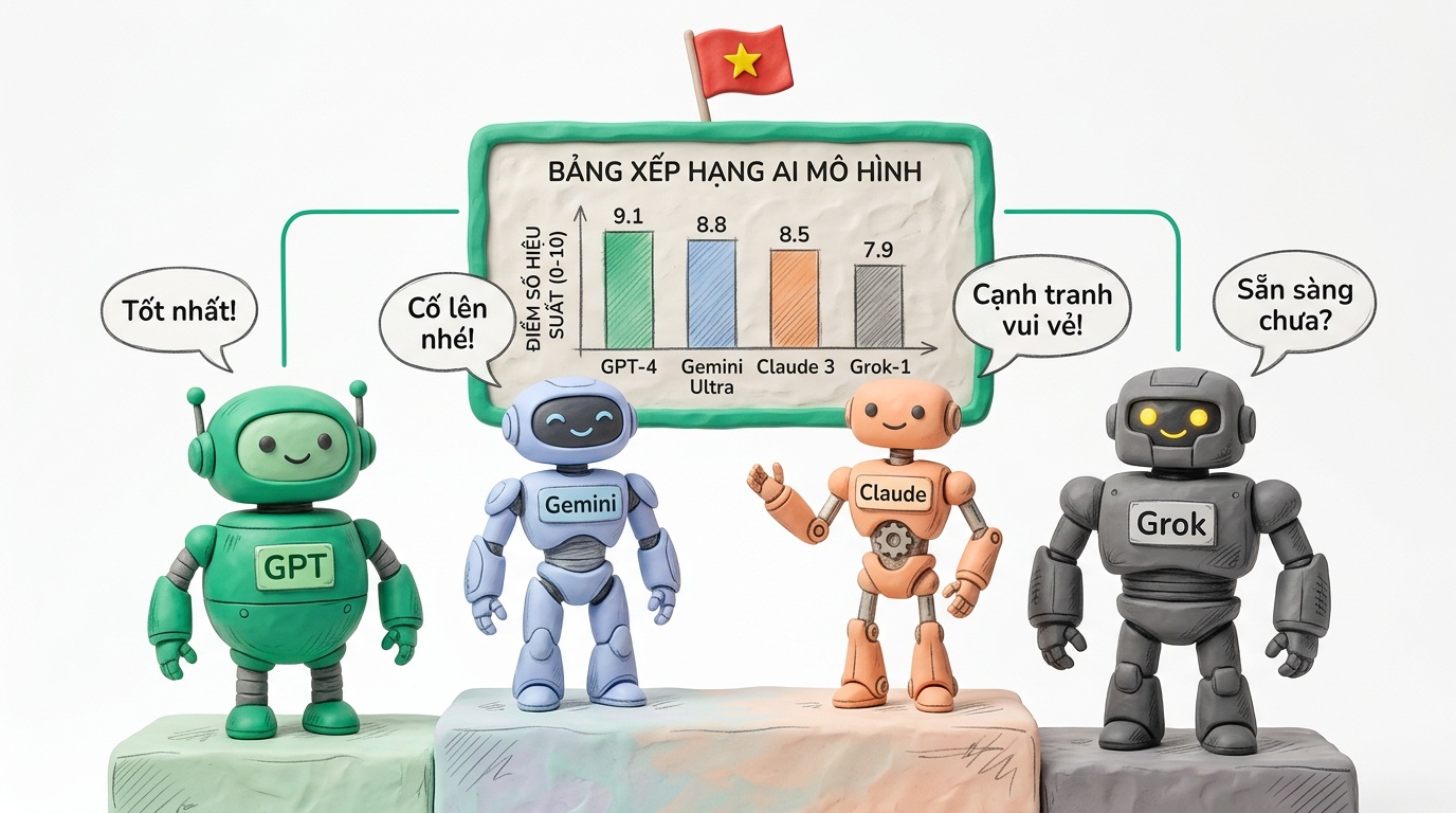 GPT-5.4 vs Gemini 3.1 Pro vs Claude Opus 4.6 vs Grok 4: Benchmark Tiếng Việt 2026