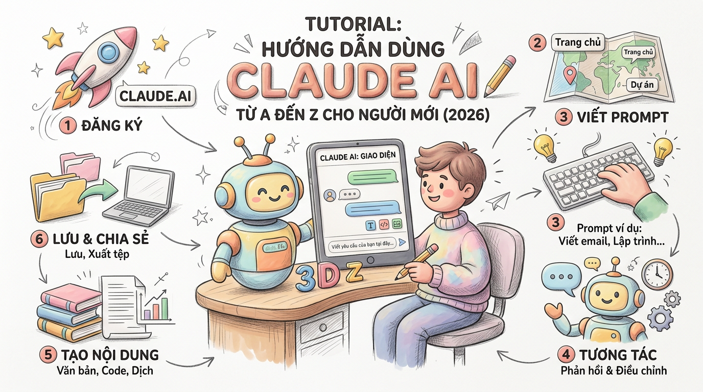 Hướng dẫn dùng Claude AI từ A đến Z cho người mới (2026)