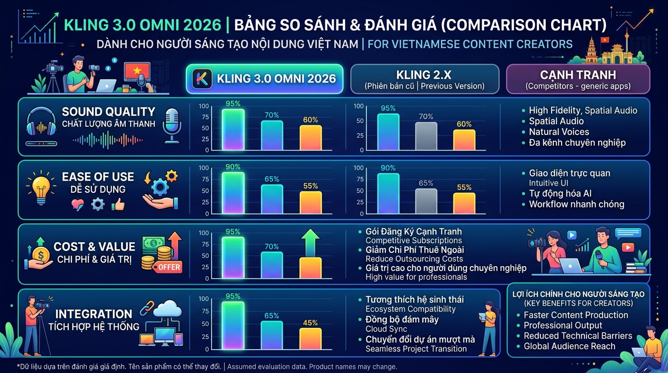 Biểu đồ so sánh Kling 3.0 Omni cho người dùng Việt