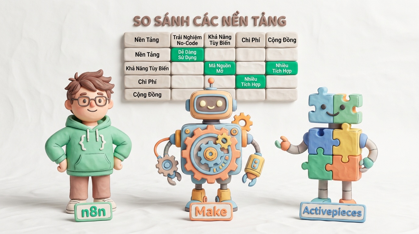 So Sánh n8n vs Make vs Activepieces: Nền Tảng Tạo Workflow Tự Động Không Cần Code Cho Người Việt 2026