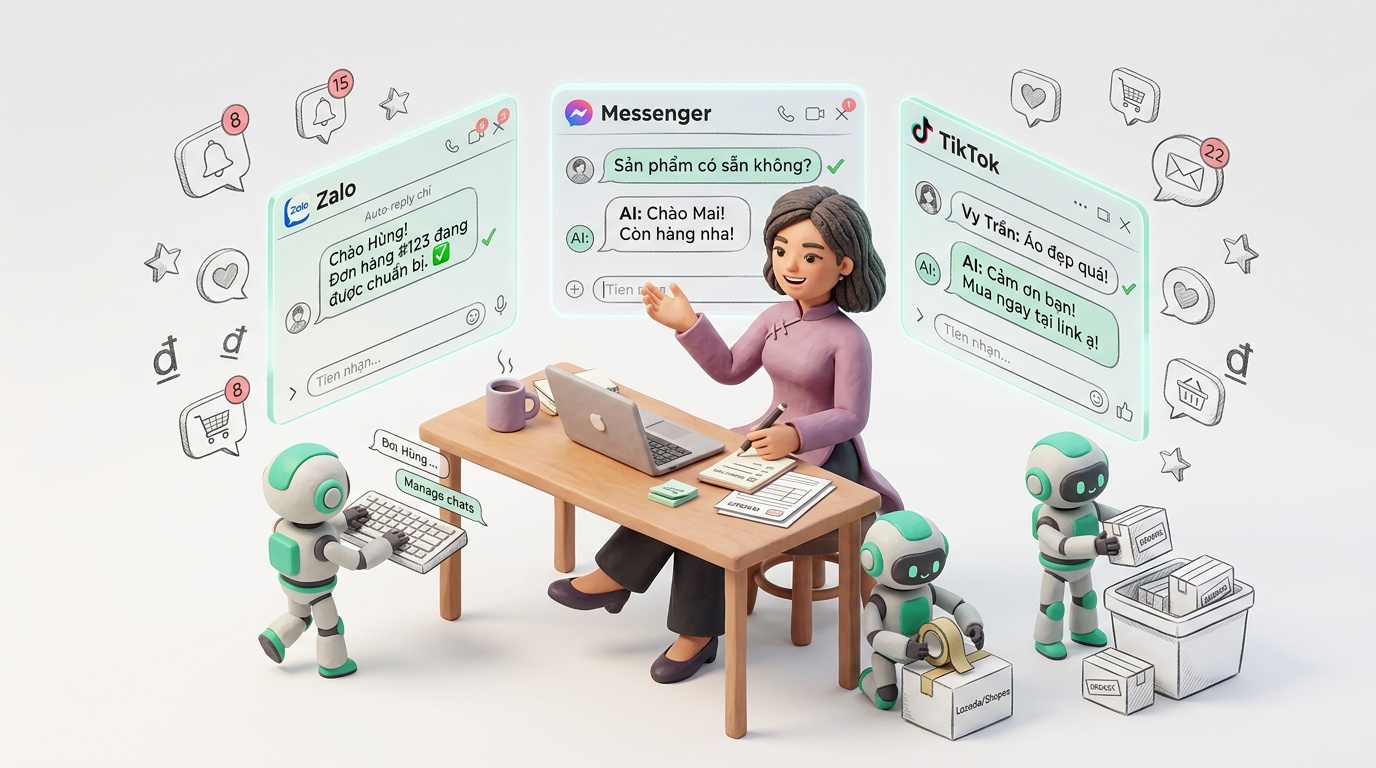Social Commerce Bằng AI 2026: Biến Zalo, Messenger & TikTok Thành Kênh Bán Tự Động