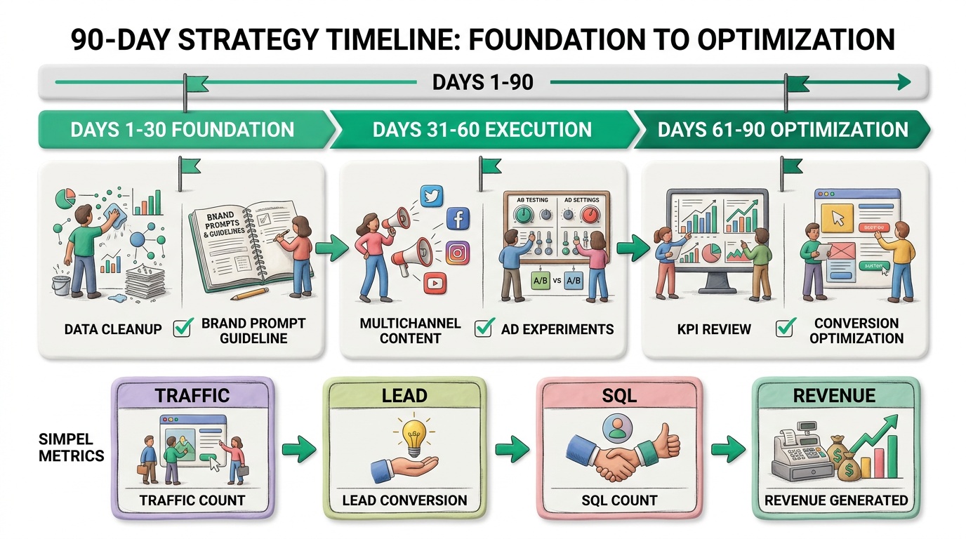 Timeline playbook AI 30-30-30 ngày cho SME