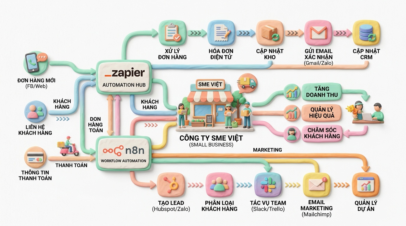 Workflow Tự Động AI 2026: Zapier vs n8n vs Activepieces Cho SME Việt